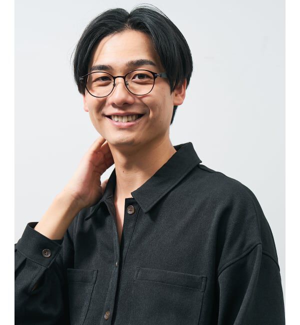  「 ボストン型 メガネ | レザー調、ラバーテンプル Zoff  レンズ交換券付 レンズ交換券付」|メガネ|
