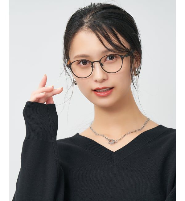  「 ボストン型 メガネ | レザー調、ラバーテンプル Zoff  レンズ交換券付 レンズ交換券付」|メガネ|ブラウン2