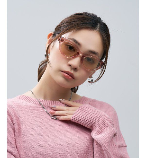  「SUNCUTGlasses/UV100%CUT オーバル型 サングラス [度無し専用] キャッツアイ 太縁 紫外線対策 UVカット」|サングラス|