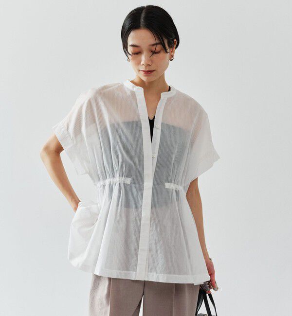 UNITED ARROWS green label relaxing「【結論シリーズ】ギャザーハイウエストブラウス［size SHORTあり］」|シャツ・ブラウス|
