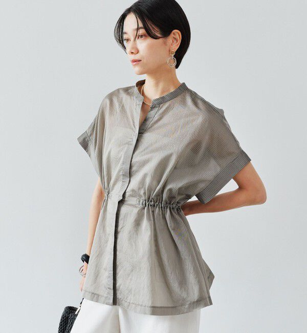UNITED ARROWS green label relaxing「【結論シリーズ】ギャザーハイウエストブラウス［size SHORTあり］」|シャツ・ブラウス|