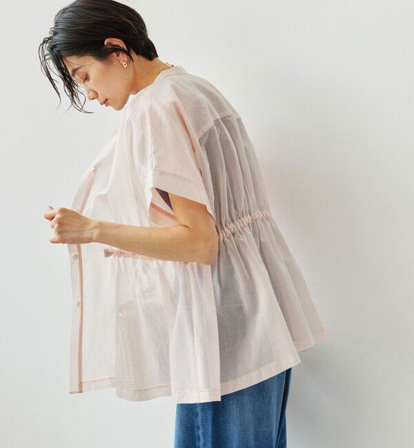 UNITED ARROWS green label relaxing「【結論シリーズ】ギャザーハイウエストブラウス［size SHORTあり］」|シャツ・ブラウス|
