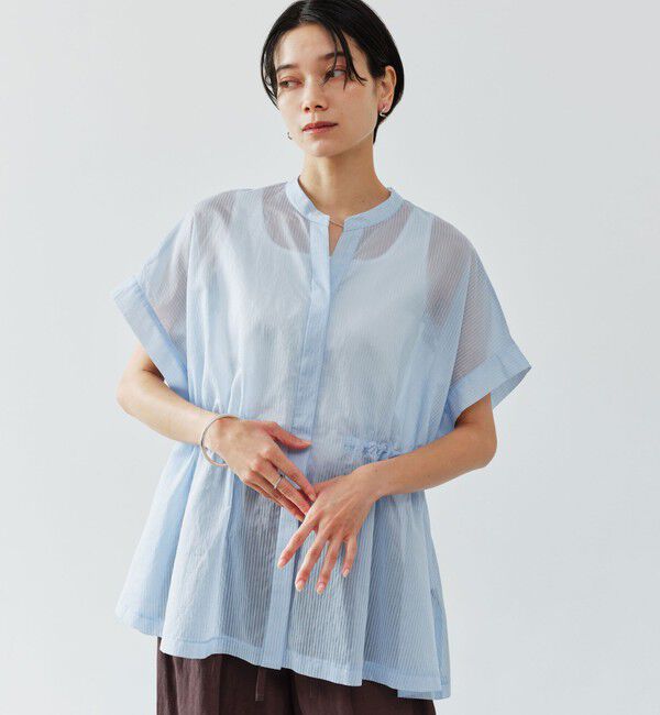 UNITED ARROWS green label relaxing「【結論シリーズ】ギャザーハイウエストブラウス［size SHORTあり］」|シャツ・ブラウス|