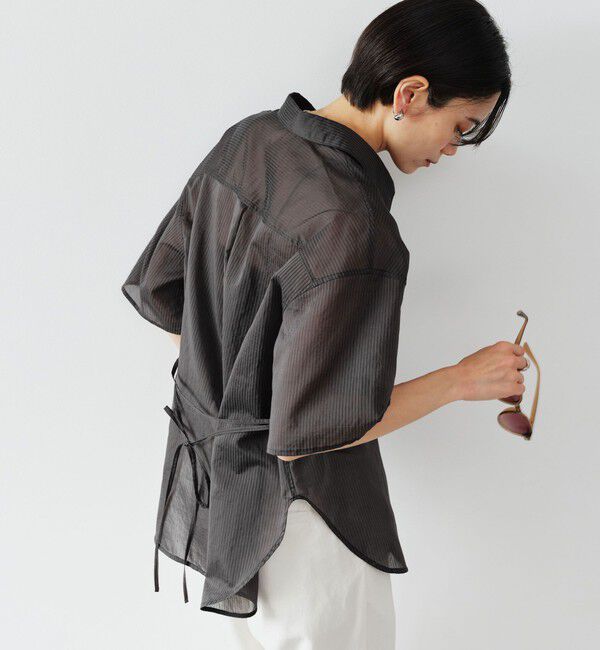 UNITED ARROWS green label relaxing「【結論シリーズ】リボンハイウエストシャツ［size SHORTあり］」|シャツ・ブラウス|