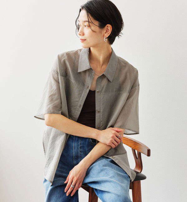 UNITED ARROWS green label relaxing「【結論シリーズ】リボンハイウエストシャツ［size SHORTあり］」|シャツ・ブラウス|