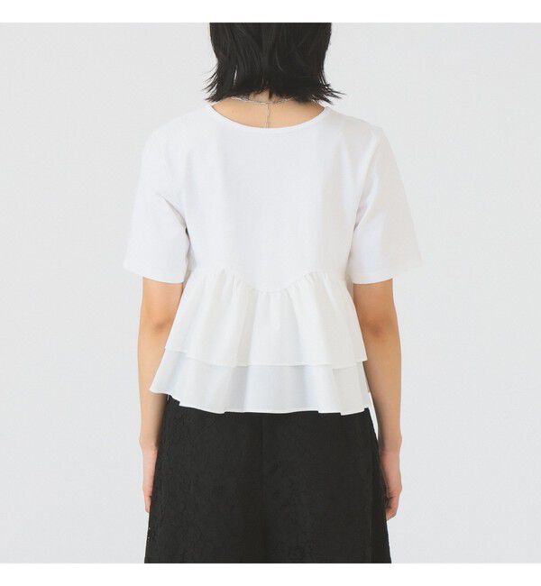 Ray BEAMS 「ティアード キリカエ Tシャツ　　26SS 通勤 通学 フリル 短丈 オンオフ対応 洗える スタイルアップ 」|Tシャツ・カットソー|