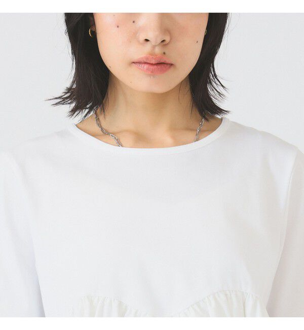 Ray BEAMS 「ティアード キリカエ Tシャツ　　26SS 通勤 通学 フリル 短丈 オンオフ対応 洗える スタイルアップ 」|Tシャツ・カットソー|