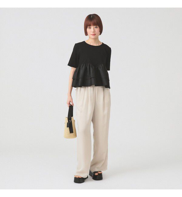 Ray BEAMS 「ティアード キリカエ Tシャツ　　26SS 通勤 通学 フリル 短丈 オンオフ対応 洗える スタイルアップ 」|Tシャツ・カットソー|