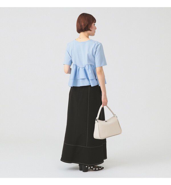 Ray BEAMS 「ティアード キリカエ Tシャツ　　26SS 通勤 通学 フリル 短丈 オンオフ対応 洗える スタイルアップ 」|Tシャツ・カットソー|