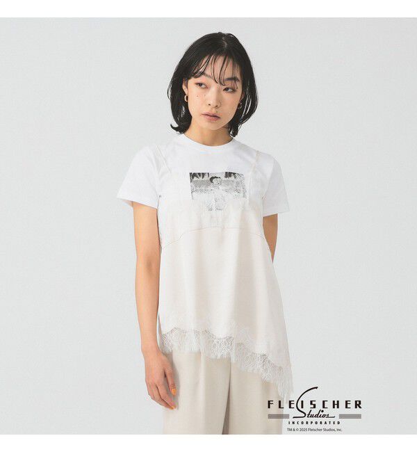 Ray BEAMS 「レース トリム サテン キャミソール」|シャツ・ブラウス|WHITE