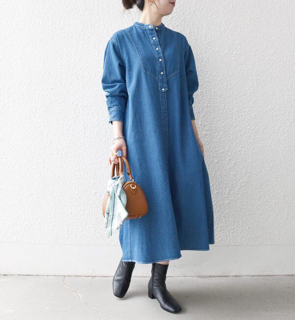 SHIPS any「SHIPS any:〈洗濯機可能〉デニム ブザム シャツ ワンピース［SHIPS any DENIM］」|ワンピース|ブルー