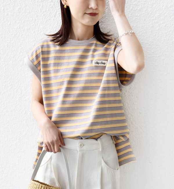 SHIPS for women「【WEB限定】マルチ ボーダー フレンチスリーブ プルオーバー」|Tシャツ・カットソー|