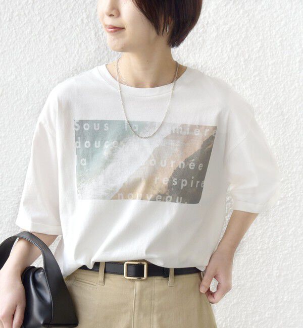 SHIPS for women「《一部追加予約》【WEB限定】オーガニック コットン 5分袖 フォト TEE」|Tシャツ・カットソー|