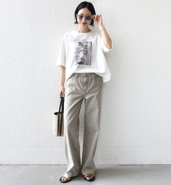 SHIPS for women「《一部追加予約》【WEB限定】オーガニック コットン 5分袖 フォト TEE」|Tシャツ・カットソー|