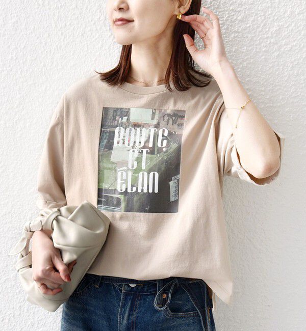 SHIPS for women「《一部追加予約》【WEB限定】オーガニック コットン 5分袖 フォト TEE」|Tシャツ・カットソー|