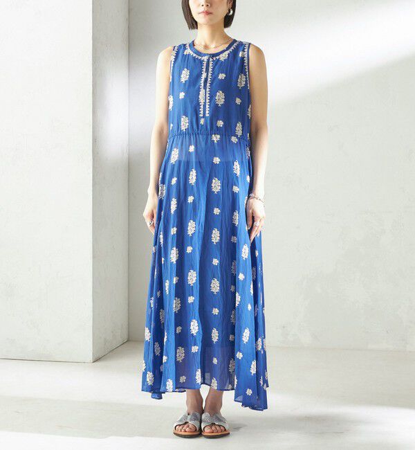 SHIPS for women「【SHIPS別注】Fanaka:〈手洗い可能〉フラワー プリント 刺繍 ワンピース」|ワンピース|