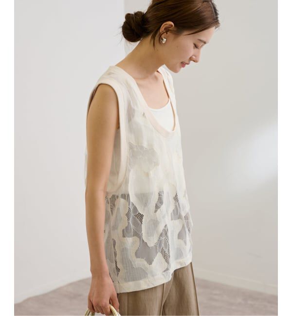 FRAMeWORK「≪追加予約≫ESTHE OVERSIZED SHEER LACE ベスト」|シャツ・ブラウス|
