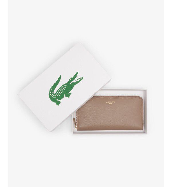 LACOSTE「シャンゼリゼ ラウンドジップレザーロングウォレット」|財布|サンドベージュ