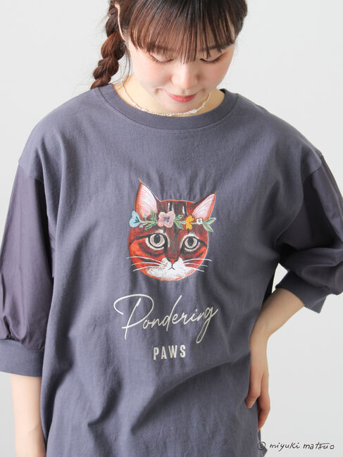 Samansa Mos2「【miyuki matsuo&times;Samansa Mos2】別布切替T」|Tシャツ・カットソー|ネイビー