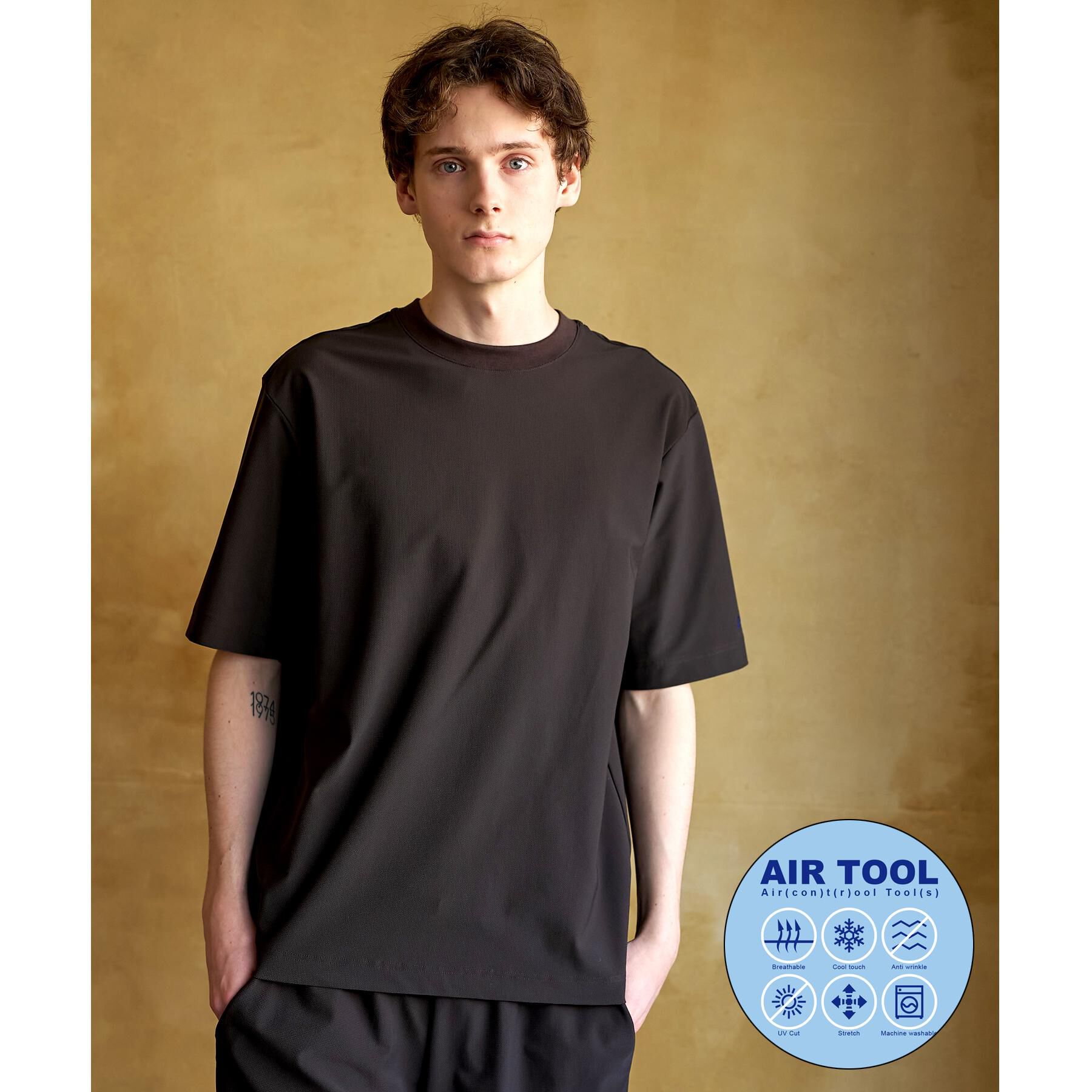 DRESSTERIOR「【接触冷感/UVカット/ウォッシャブル】AIRTOOL クルーネックTシャツ」|Tシャツ・カットソー|ブラウン(043)