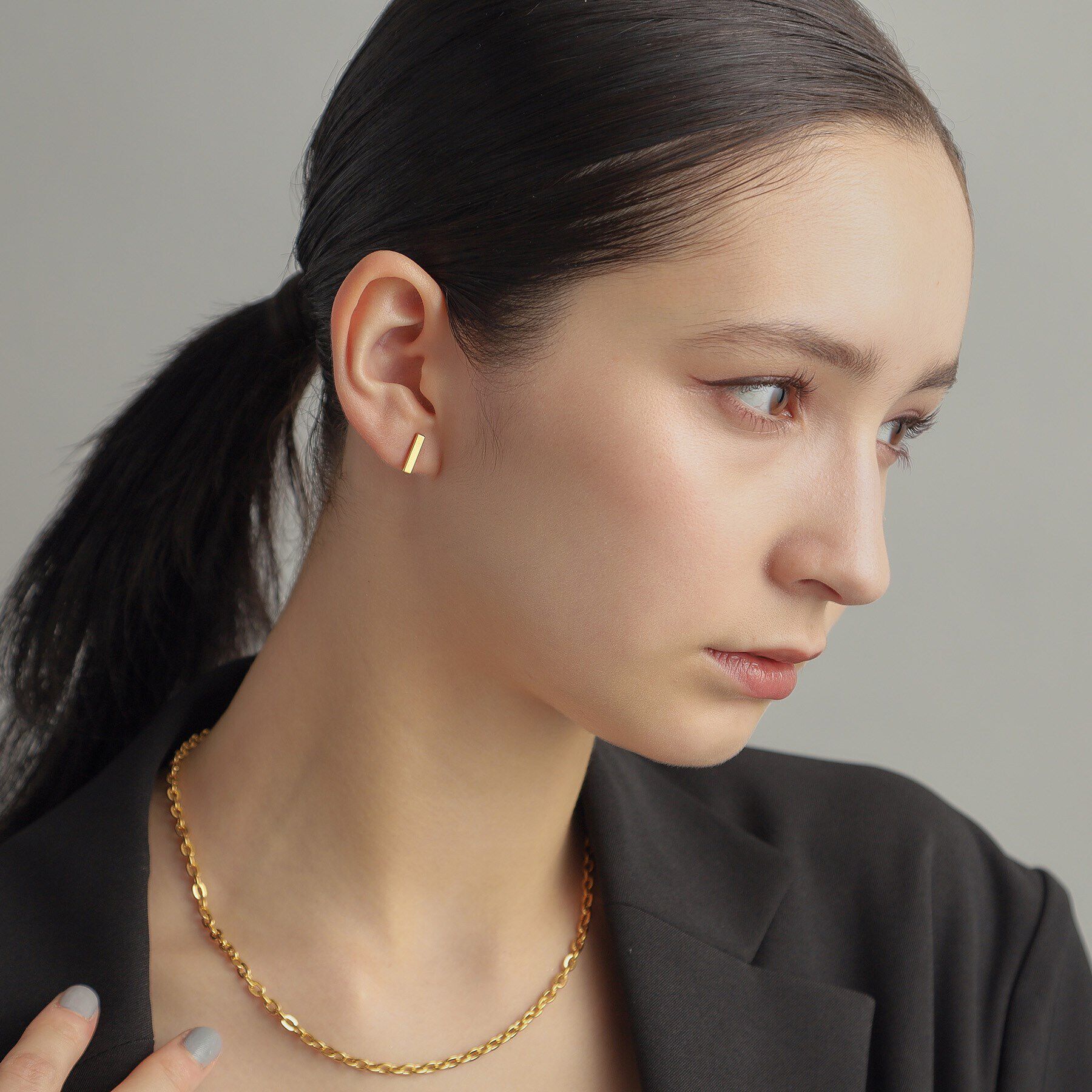 COCOSHNIK ONKITSCH「シルバー レクタングル スタッドピアス GP」|ピアス|