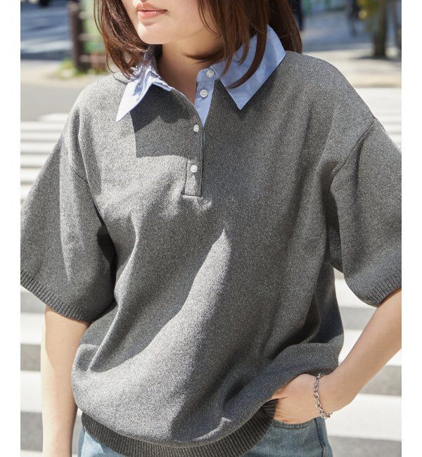 VENCE share style「シャツ襟 半袖ポロニット」|シャツ・ブラウス|