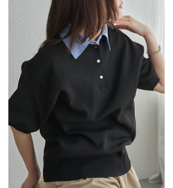 VENCE share style「シャツ襟 半袖ポロニット」|シャツ・ブラウス|