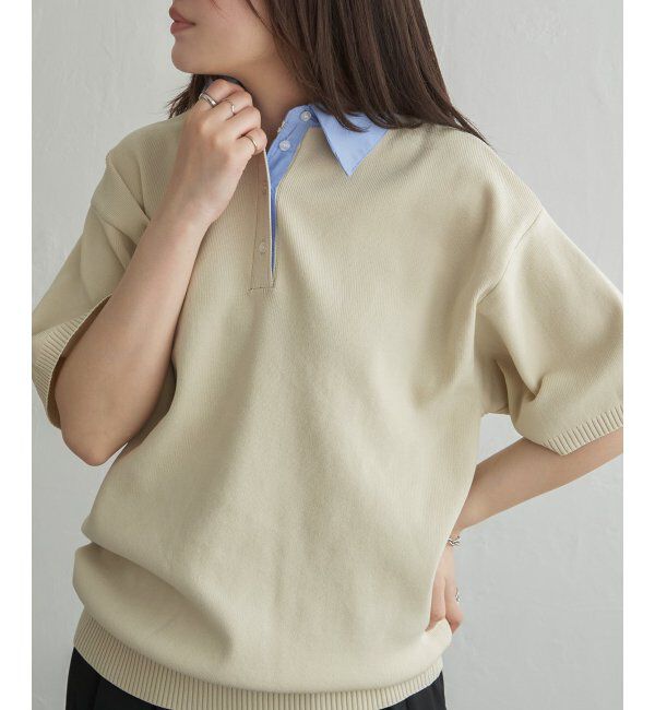 VENCE share style「シャツ襟 半袖ポロニット」|シャツ・ブラウス|
