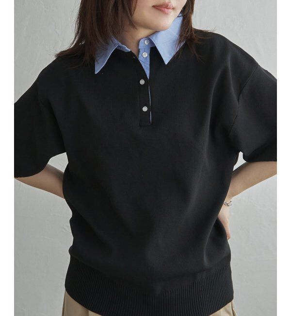 VENCE share style「シャツ襟 半袖ポロニット」|シャツ・ブラウス|