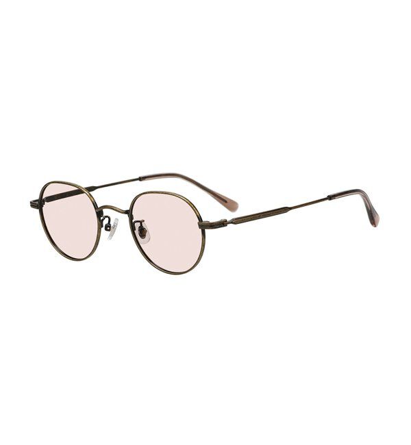  「SUNCUTGlasses/UV100%CUT ボストン型 サングラス [度無し専用] 丸 メタル 紫外線対策 UVカット」|サングラス|