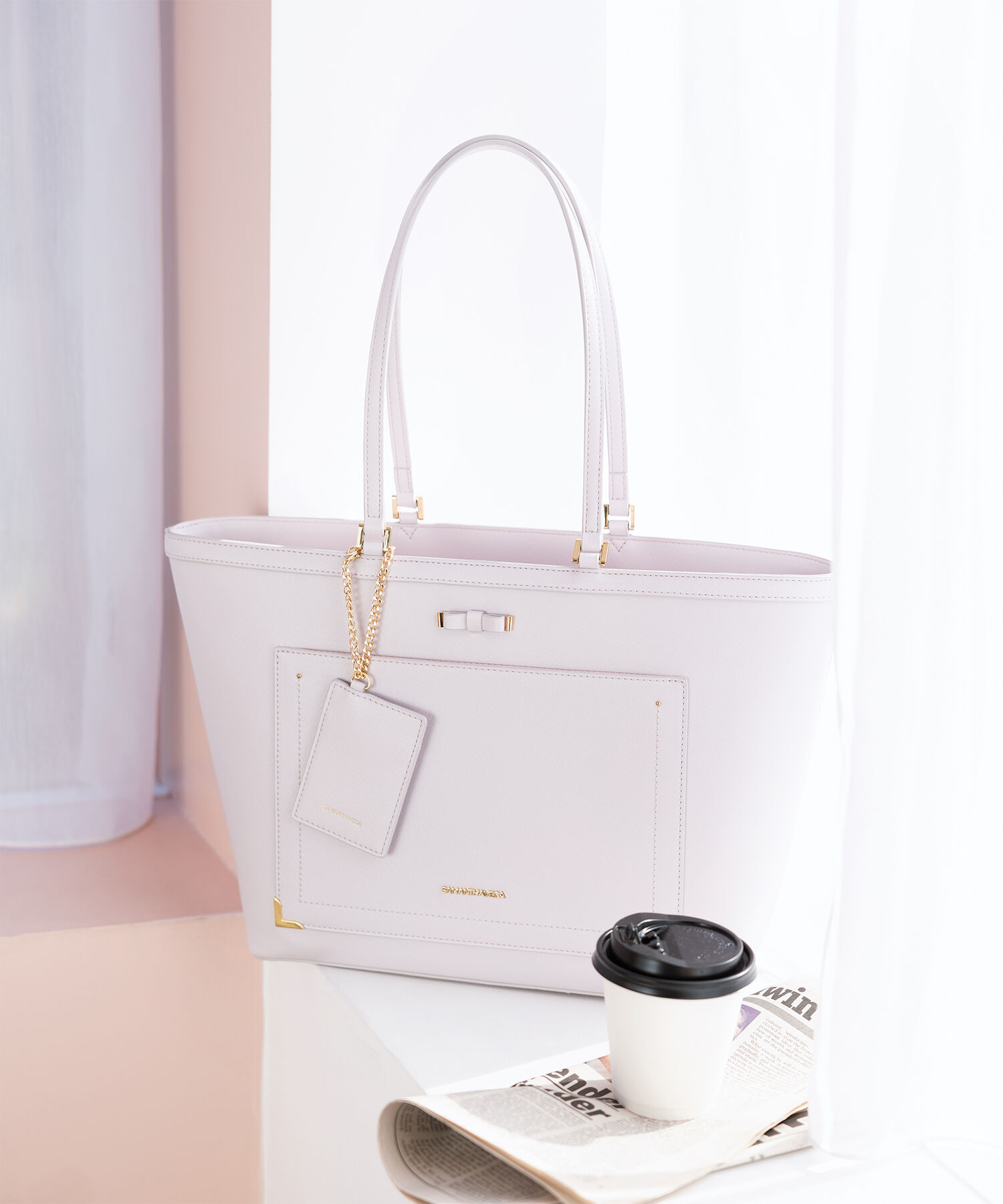 Samantha Vega「シンプルリボンA4トートバッグ」|トートバッグ|ホワイト