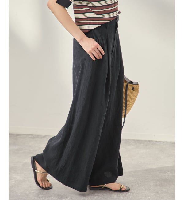 journal standard L'essage「《セットアップ可》トリプルリネンキュロットパンツ」|スラックス|ブラック