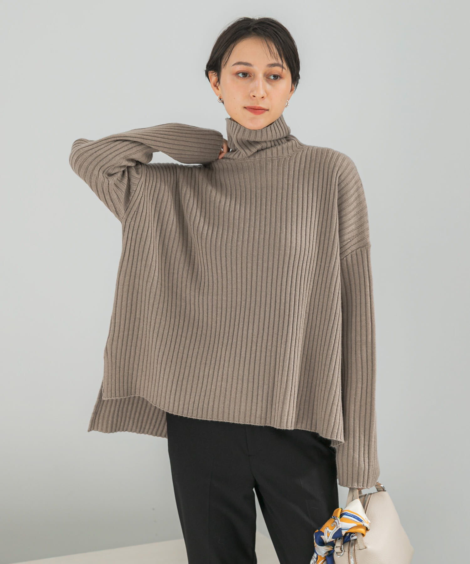 URBAN RESEARCH ROSSO「マシーンウォッシュ ワイドリブニット」|ニット・セーター|モカ