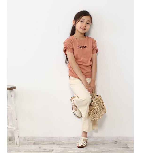 ikka kids「肩ギャザーフロッキーロゴTシャツ（120~160cm）」|Tシャツ・カットソー|