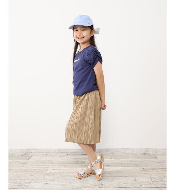 ikka kids「肩ギャザーフロッキーロゴTシャツ（120~160cm）」|Tシャツ・カットソー|