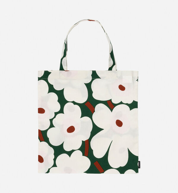 Marimekko「Unikko トートバッグ 44&times;43cm」|トートバッグ|ﾀﾞｰｸｸﾞﾘｰﾝ&times;ｵﾌﾎﾜｲﾄ