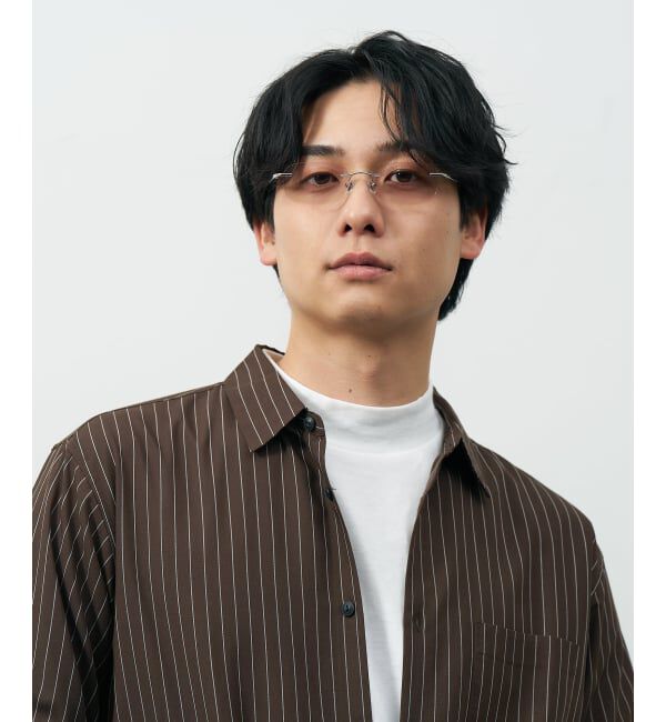  「SUNCUTGlasses/UV100%CUT リムレス 横長 サングラス | チタン [度無し専用] カラー 紫外線対策 UVカット」|サングラス|