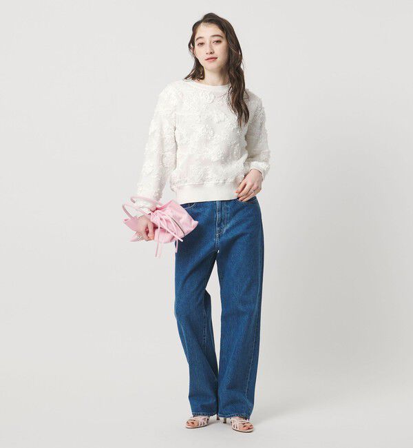 UNITED ARROWS「エンブロイダリーフラワー メッシュ ニット」|ニット・セーター|