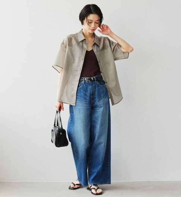 UNITED ARROWS green label relaxing「【結論シリーズ】リボンハイウエストシャツ［size SHORTあり］」|シャツ・ブラウス|