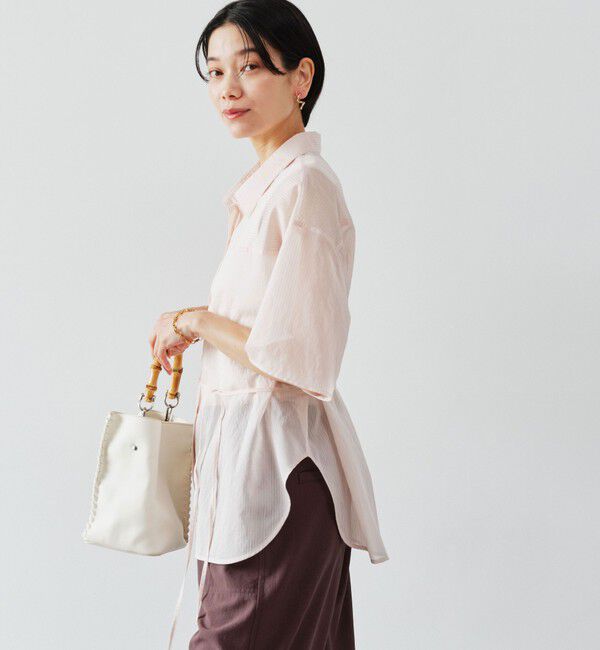 UNITED ARROWS green label relaxing「【結論シリーズ】リボンハイウエストシャツ［size SHORTあり］」|シャツ・ブラウス|