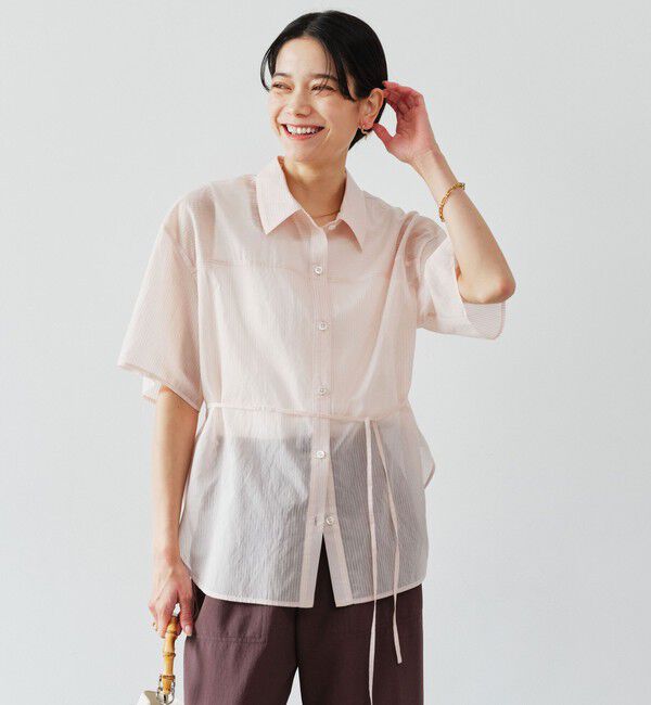 UNITED ARROWS green label relaxing「【結論シリーズ】リボンハイウエストシャツ［size SHORTあり］」|シャツ・ブラウス|
