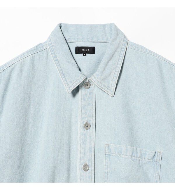 BEAMS「ショート デニム シャツ【ワイドショートフィット】」|シャツ・ブラウス|