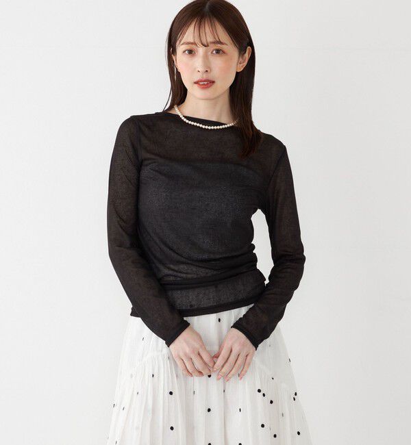 SHIPS Colors 「SHIPS Colors:〈洗濯機可能〉シアー テレコ ボートネック インナー」|Tシャツ・カットソー|ブラック