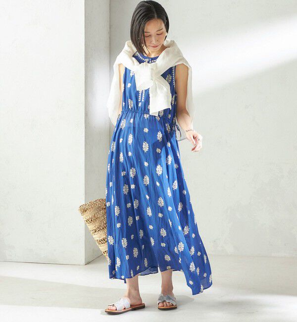 SHIPS for women「【SHIPS別注】Fanaka:〈手洗い可能〉フラワー プリント 刺繍 ワンピース」|ワンピース|