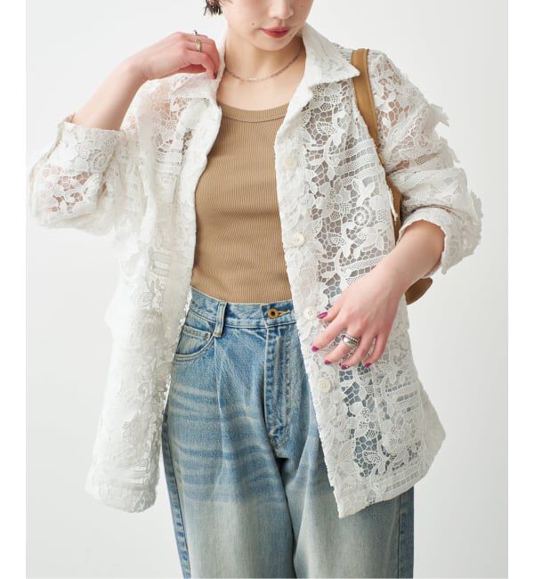 Spick and Span「《一部店舗+WEB限定》LAYAS/レイヤーズ レースシャツジャケット」|その他|ホワイト