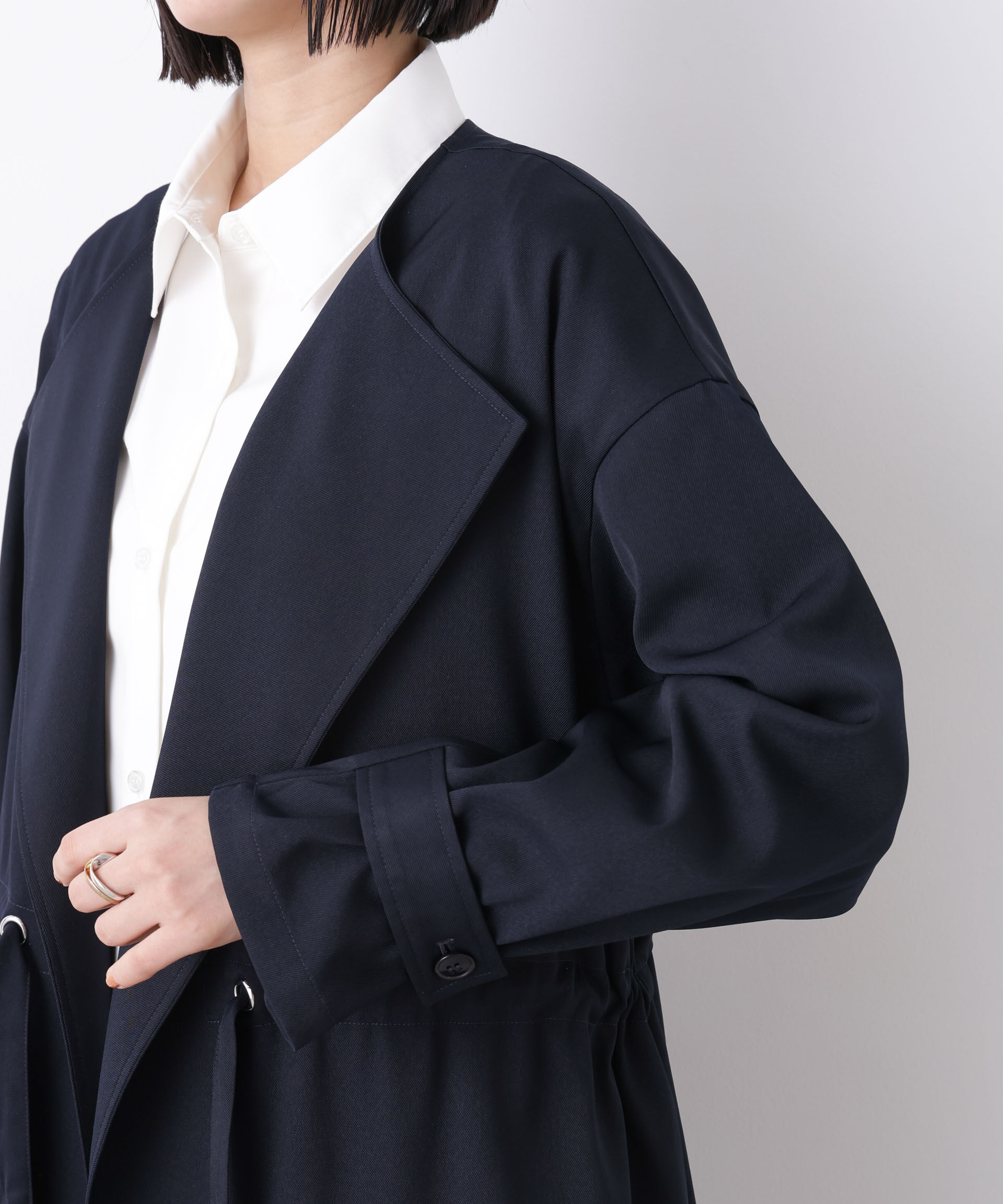 nano･universe「撥水&花粉ガード ドロストノーカラーコート」|その他|