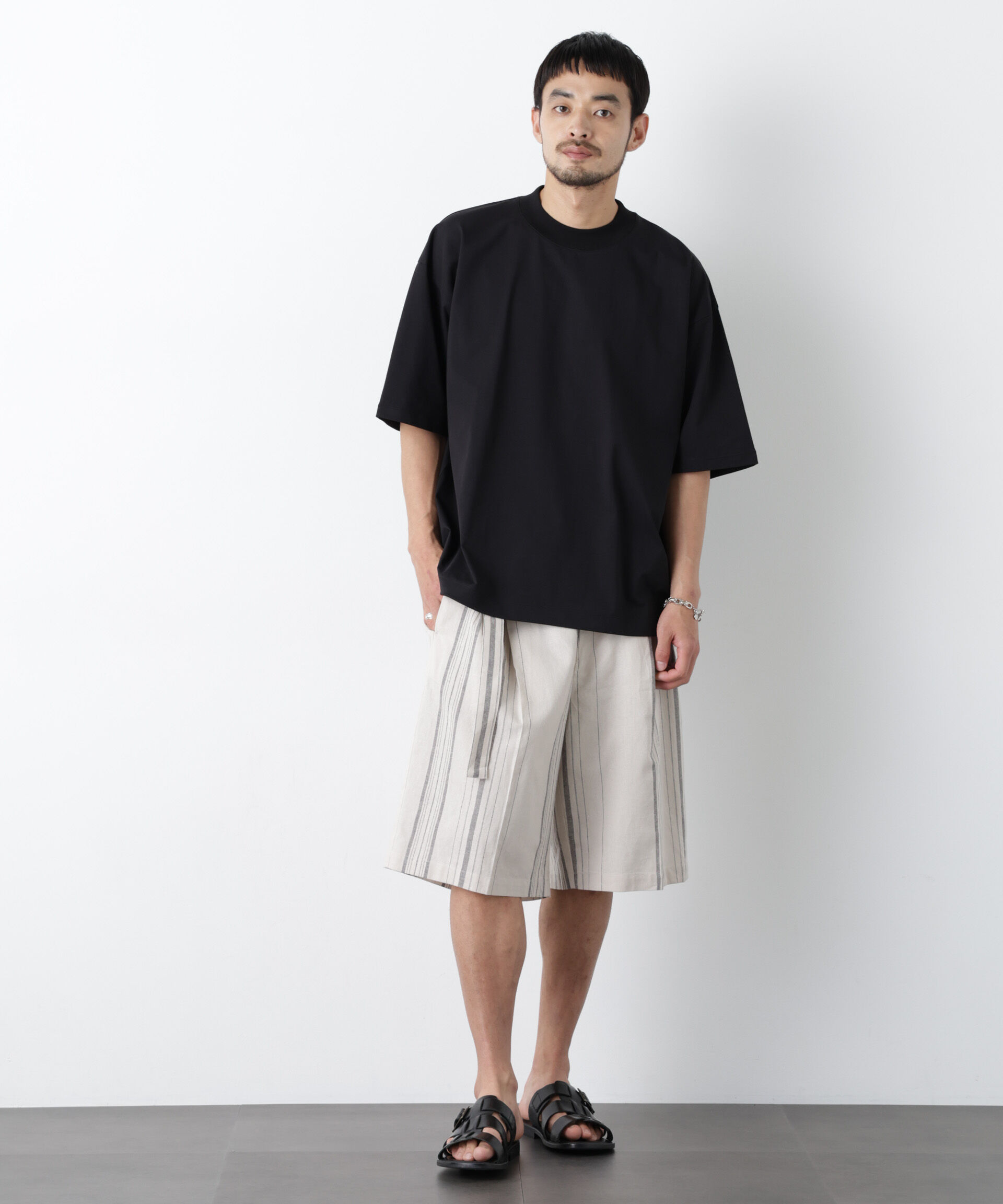 nano･universe「｢FRENCH LINEN｣ ベルテッドワイドショーツ」|チノ|