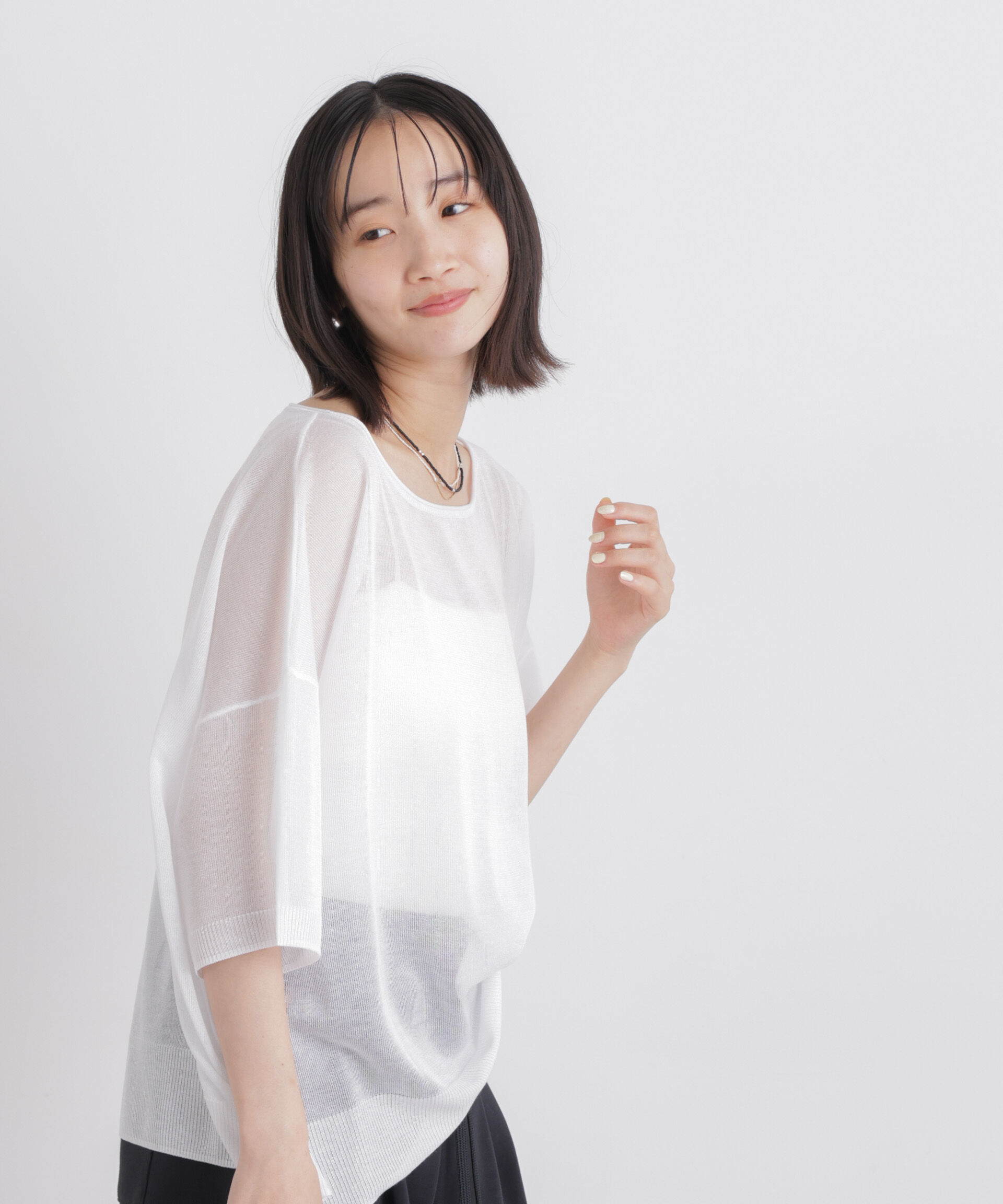 nano･universe「ボートネックシアーワイドニット」|ニット・セーター|