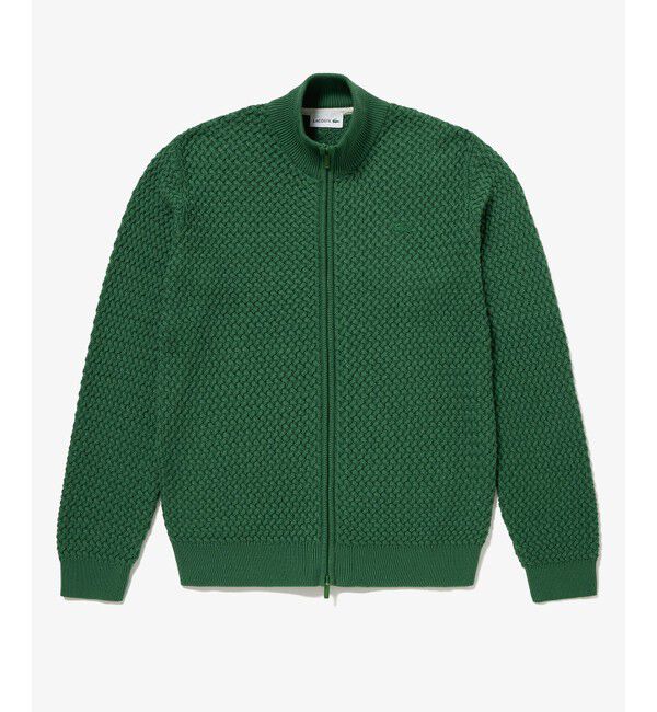 LACOSTE「バスケットニット ダブルジップ ドライバーズニット」|カーディガン|