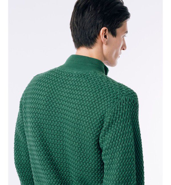 LACOSTE「バスケットニット ダブルジップ ドライバーズニット」|カーディガン|